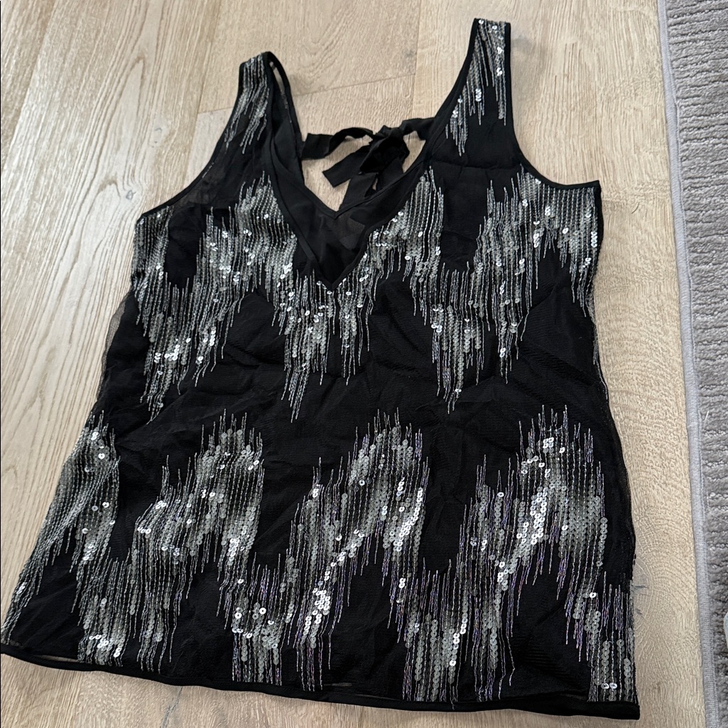 Black And Silver Sequin Women's Top